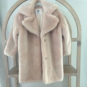 OMAMIMINI Luxurious blush pink Faux Fur Coat